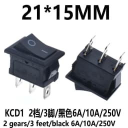 10Pcs KCD1 Series 2/3/4/6 Pin Rocker Switch Power Switches 6A/10A 250V 125V 2/3 Position Black Button Mounting 15mm*21mm With Li