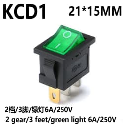 10Pcs KCD1 Series 2/3/4/6 Pin Rocker Switch Power Switches 6A/10A 250V 125V 2/3 Position Black Button Mounting 15mm*21mm With Li