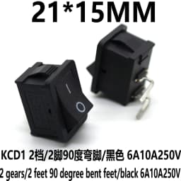 10Pcs KCD1 Series 2/3/4/6 Pin Rocker Switch Power Switches 6A/10A 250V 125V 2/3 Position Black Button Mounting 15mm*21mm With Li