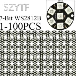 1-100PCS 7-Bit WS2812B RGB LED Ring – 5050 Full Color Pixel Circle for Arduino NeoPixel