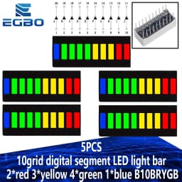 1~10PCS EGBO 10grid Digital Segment LED Light Bar Super Bright 2 Red+3 Yellow+4 Green+1 Blue Light Flat Tube B10BRYGB