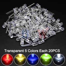 100PCS/LOT 5mm LED Diode F5 Assorted Kit IBUW White Green Red Blue Yellow Orange Pink Purple Warm White DIY Light Emitting Diode
