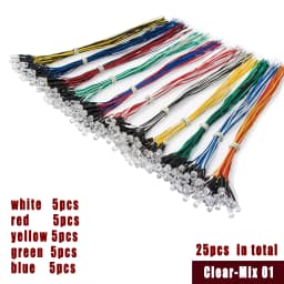 25pcs Prewired Led Diode Lights 12v Fast Slow Flash RGB Emitting Diodes 5mm Lamp DIY Projects White Red Green Blue Orange Yellow