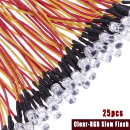 25pcs Prewired Led Diode Lights 12v Fast Slow Flash RGB Emitting Diodes 5mm Lamp DIY Projects White Red Green Blue Orange Yellow