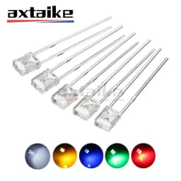 100PCS 2*3*4MM Square LED Emitting Diode Lamp White Red Green Blue Yellow Clear Diffused Color Micro DIY Indicator 3V 2×3×4