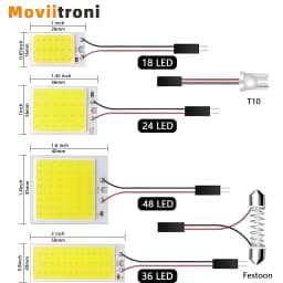 1set LED COB Signal Bulbs 18/24/36/48 LED DC12V Car Interior Reading Lights 12V 36SMD White Light Lamp With T10/Festoon Adapters