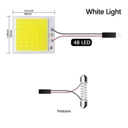 1set LED COB Signal Bulbs 18/24/36/48 LED DC12V Car Interior Reading Lights 12V 36SMD White Light Lamp With T10/Festoon Adapters