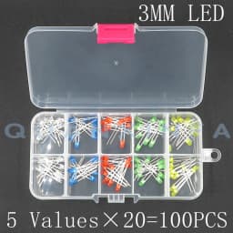 100PCS 3MM 5MM LED F3 F5 round super bright red, green, yellow, blue and white LED 20 each
