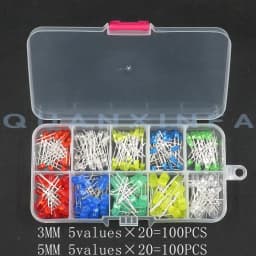100PCS 3MM 5MM LED F3 F5 round super bright red, green, yellow, blue and white LED 20 each