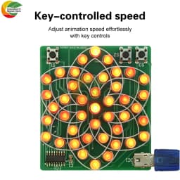 DC 4-5V Pattern Electronic Windmill 43LED Flow Light Kit Fun DIY Electronic Production Skills Training Parts Micro USB Interface