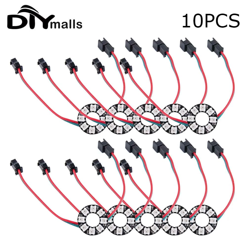 10PCS WS2812B 8 Bits Leds Pixel Ring RGB LED Circle Ring Module Full Color Round DC5V
