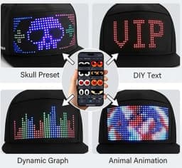 LED Hat Light Up Baseball Cap Flash Glow Hat USB Charging App Programmable LED Message Hats Scrolling LED Display Caps