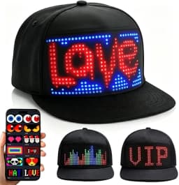 LED Hat Light Up Baseball Cap Flash Glow Hat USB Charging App Programmable LED Message Hats Scrolling LED Display Caps