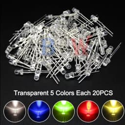 PULAR 100PCS 3mm LED Diode F3 Assorted Kit Yellow Orange White Green Red Blue Pink Purple Warm White DIY Light Emitting Diode