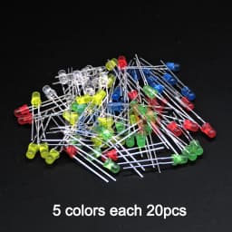 PULAR 100PCS 3mm LED Diode F3 Assorted Kit Yellow Orange White Green Red Blue Pink Purple Warm White DIY Light Emitting Diode