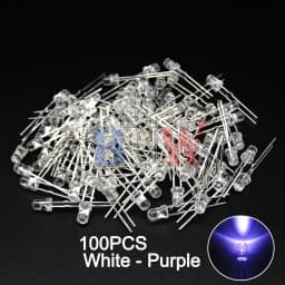 PULAR 100PCS 3mm LED Diode F3 Assorted Kit Yellow Orange White Green Red Blue Pink Purple Warm White DIY Light Emitting Diode