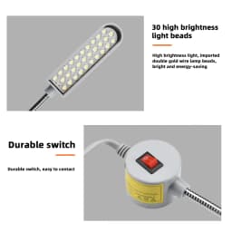 LED30 LED bead sewing machine lighting work light, strong magnetic base, long hose can easily change the lighting position