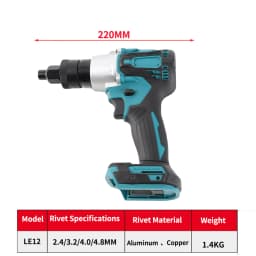 Electric Riveting Gun Brushless Rivet Nut Machine Kit with Riveter Heads Powerful Automatic Electric Riveter Set Riveting Tool
