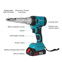 588Nm Brushless Electric Rivet Gun 2.4-5.0mm Rivet Nut Gun Drill Insert Automatic Riveting Tool For Makita 21V Battery