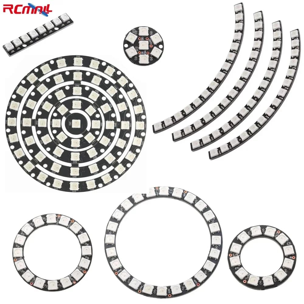WS2812B 5050 RGB LED Ring 7 / 8 / 12 / 16 / 24 / 60 Bits Lamp Light with Integrated Drivers WS2812 for Arduino Raspberry Pi