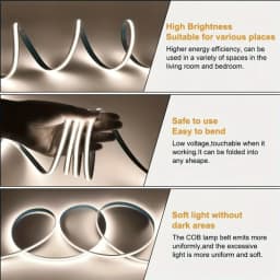 5V USB COB LED Strip Touch Dimmer High Density Dotless Flexible Linear Tape Self Adhesive Light For Mirror Cabinet DIY Decor