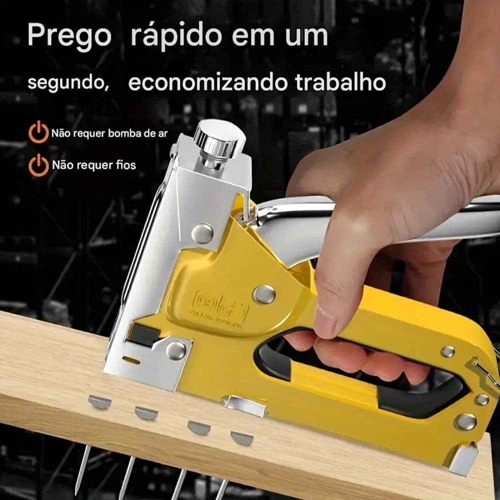 Kit Grampeador Profissional Com 600 Grampos Para Madeira Marcenaria Reparos E Tarefas DIY