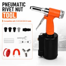 Pneumatic Air Riveter Gun Tool Set, Industrial Grade Nail Gun, Riveting Tool, 3/32" 1/8" 5/32" 3/16" Rivets, for DIY Home Repair