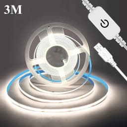 5V USB COB LED Strip Touch Control Dimmer Flexible Linear Self Adhesive Tape Lamp For Cabinet Wardrobe Mirror Backlight Lighting