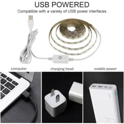 LED Light Strip 2835 Flexible Lighting USB Touch Switch Dimmable Flexible Warm/White Closet LED Strip For Mirror Stair Lighting