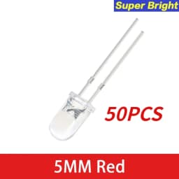 50/100pcs 5mm LED Ultra Bright Transparent White Green Red Blue Yellow Orange Light-Emitting Diode Round LED Assortment Kit