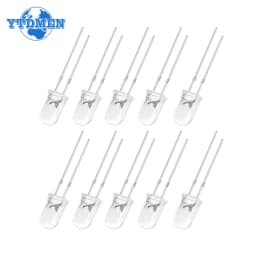 50/100pcs 5mm LED Ultra Bright Transparent White Green Red Blue Yellow Orange Light-Emitting Diode Round LED Assortment Kit