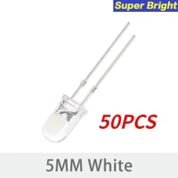50/100pcs 5mm LED Ultra Bright Transparent White Green Red Blue Yellow Orange Light-Emitting Diode Round LED Assortment Kit