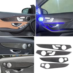 Soft Carbon Fiber For Mercedes Benz C GLC Class W205 2014-2020 Interior Door Decoration Panel Cover Trims Car Accessories