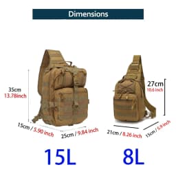 THURAM 8L/15L Outdoor Tactical Bag Backpack Sport Bag Pack Sling Shoulder Backpack Tactical Bag for Every Day Carry