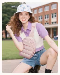 BAGSMART Multi-Layer Crossbody Bag Women Puffer Sling Bag Purses Handbag Outdoor Activities Fanny Packs for Travel Hiking