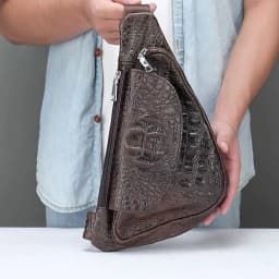 WESTAL Croco Designer Men's Sling Bags for Men Genuine Leather Shoulder Bags Fashion Outdoor Travel Crossbody Chest Bag/Pack 698