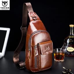 Bullcaptain Men's Multifunction Anti-theft Man Crossbody Cross Body Travel Sling Chest Bags Pack Messenger Pack for Male
