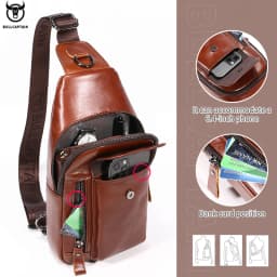 Bullcaptain Men's Multifunction Anti-theft Man Crossbody Cross Body Travel Sling Chest Bags Pack Messenger Pack for Male