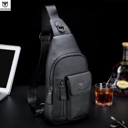 Bullcaptain Men's Multifunction Anti-theft Man Crossbody Cross Body Travel Sling Chest Bags Pack Messenger Pack for Male