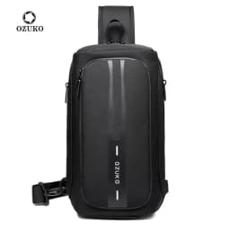 OZUKO Sling Bag Crossbody Bag Chest Bag Anti Theft Male Sling Messenger Bags Waterproof Male Outdoor Chest Pack Man USB Charge
