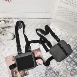Hip Hop Chest Bag Tactical Streetwear Waist Pack Unisex Outdoor Functional Vest Bag Two Pockets Harness Chest Rig Bag Disco Pack