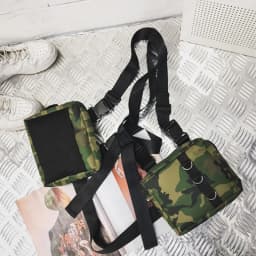 Hip Hop Chest Bag Tactical Streetwear Waist Pack Unisex Outdoor Functional Vest Bag Two Pockets Harness Chest Rig Bag Disco Pack