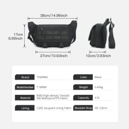Tigernu Men's Crossbody Bag Large Capacity Waist Bag Male Sling Bag Hunting Outdoor Chest Bag Hiking Messenger Bag