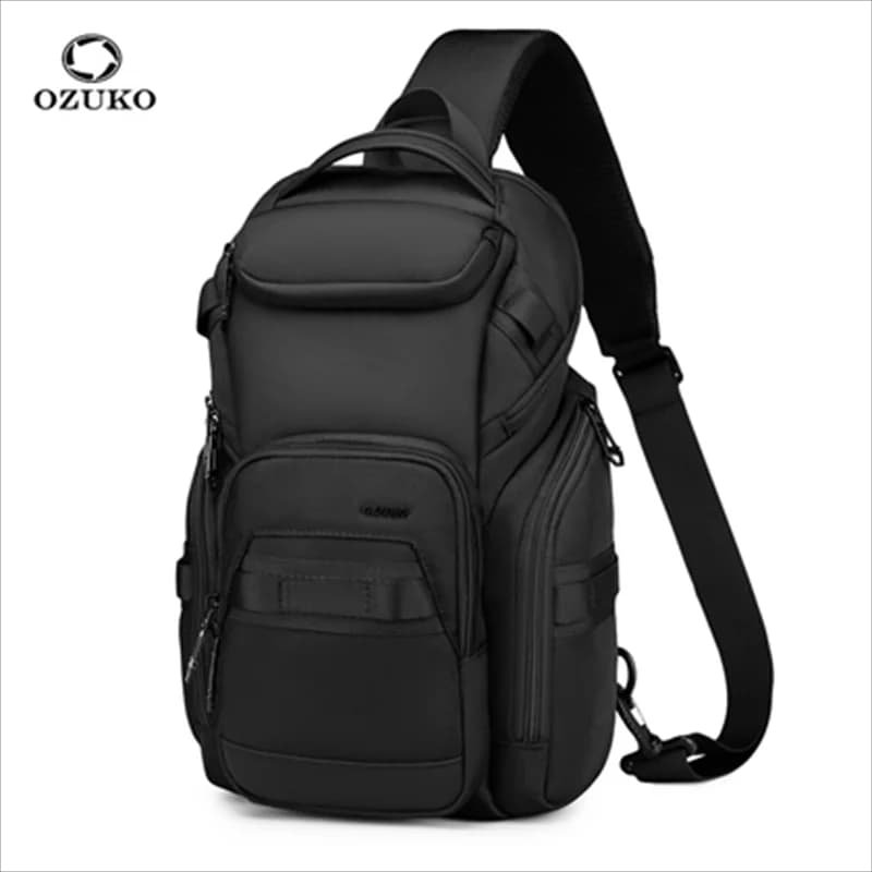 OZUKO Business Commuter Men's Chest Bag Fashion Multi-functional Shoulder Bag Lightweight Travel Waterproof Crossbody Bag