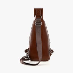 Business Casual Men Chest Bag USB Port Multi-Pocket PU Stitched Luster Zipper Shoulder Bag for Commute Shopping Storage Bag