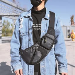 Casual Oxford Cloth Crossbody Bag Men's Fashion Single Shoulder Bag Street Style Leisure Chest Bag for Men with Zipper