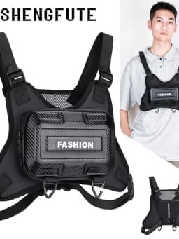 Trendy Multi-Functional Tactical Chest Bag Workwear Riding Street Style Vest Bag Sporty Zippered Hard Men's Chest Bag