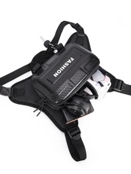 Trendy Multi-Functional Tactical Chest Bag Workwear Riding Street Style Vest Bag Sporty Zippered Hard Men's Chest Bag