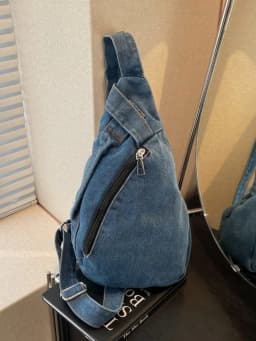 Retro Denim Canvas Crossbody Bag Simple Casual Style Men Women Diagonal Bag Large Capacity Trendy Backpack for Leisure