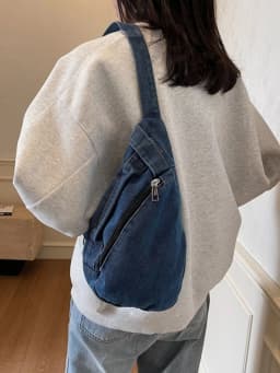 Retro Denim Canvas Crossbody Bag Simple Casual Style Men Women Diagonal Bag Large Capacity Trendy Backpack for Leisure
